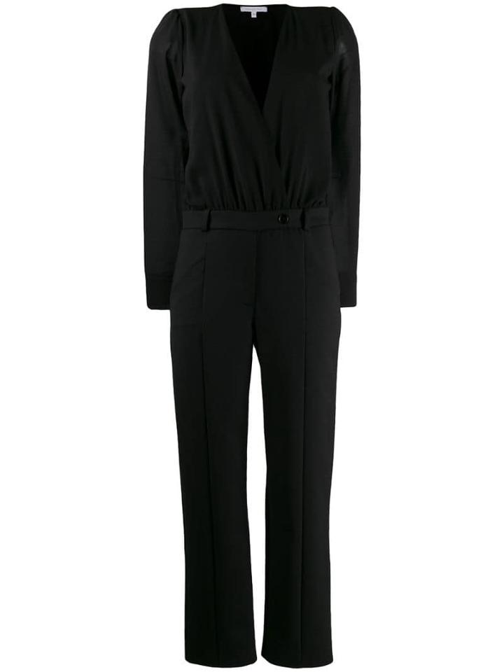 Patrizia Pepe Long-sleeved Wrap-style Jumpsuit - Black