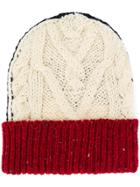 Thom Browne Thom Browne - Man - Aran Cable Hat In Mohair Tweed - White