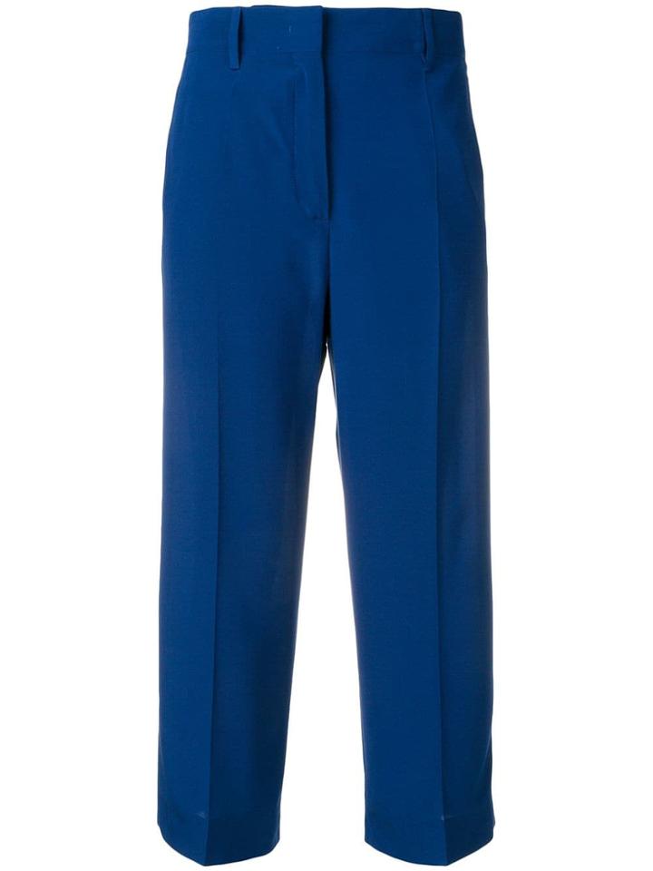 Prada Cropped Straight Trousers - Blue