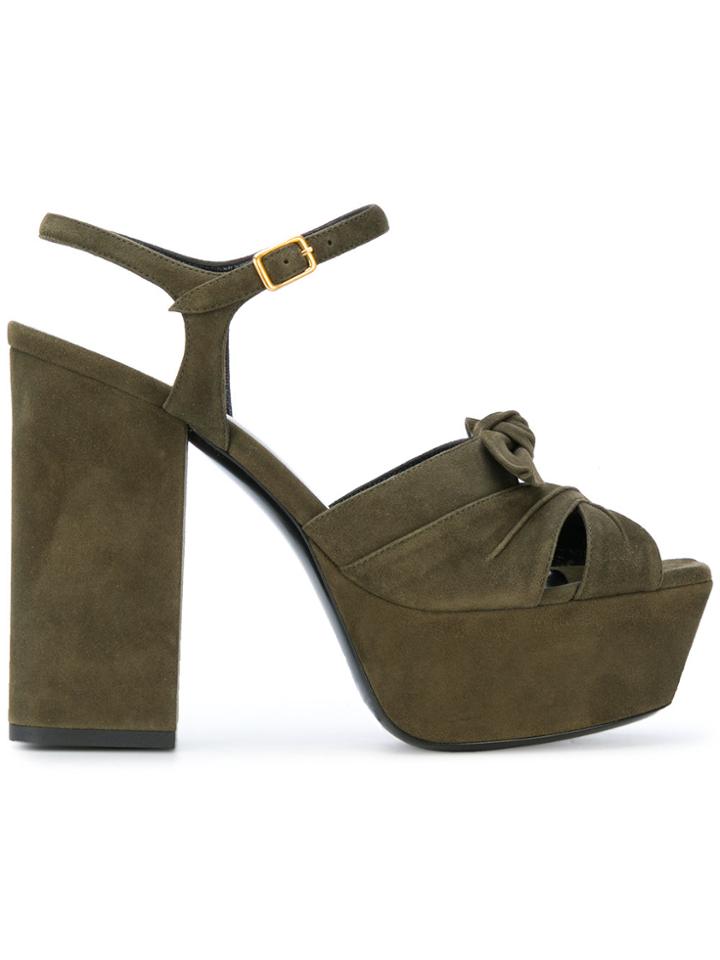 Saint Laurent Farrah 80 Bow Sandals - Green
