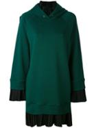 Mm6 Maison Margiela - Pleated Trim Sweater Dress - Women - Cotton/polyester - Xs, Green, Cotton/polyester