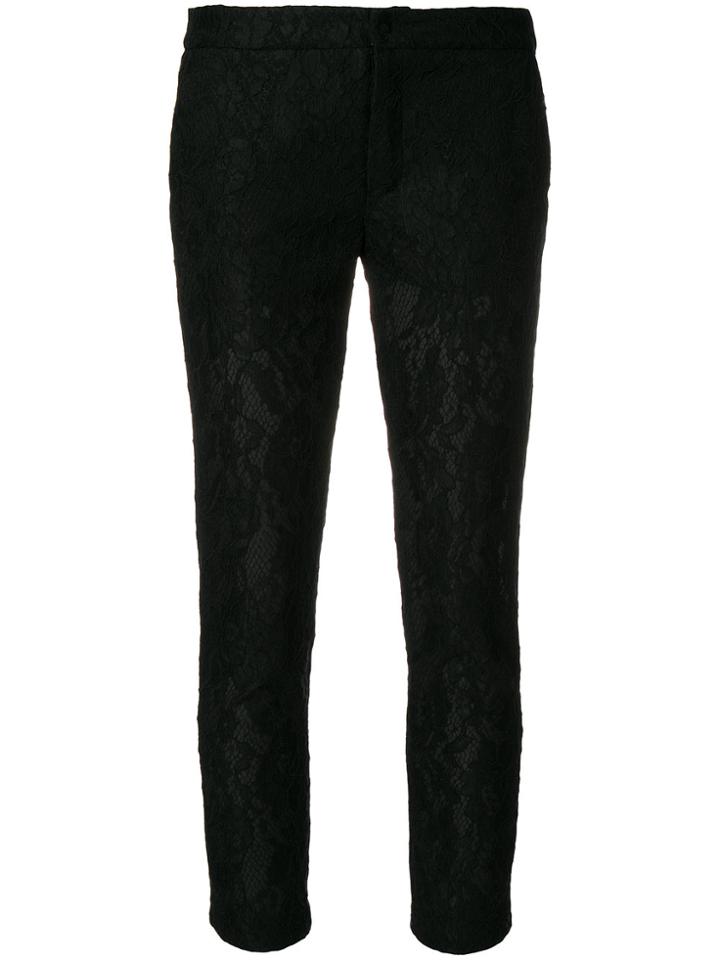 Ainea Lace Cropped Trousers - Black