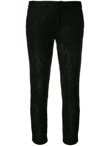 Ainea Lace Cropped Trousers - Black