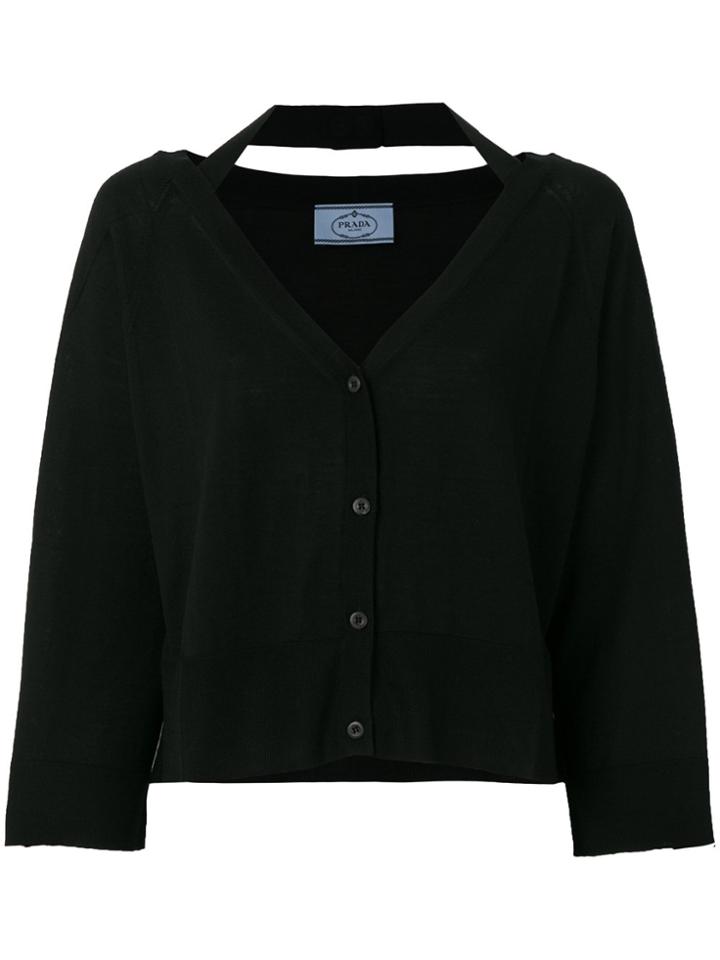 Prada Halterneck Strap Cardigan - Black