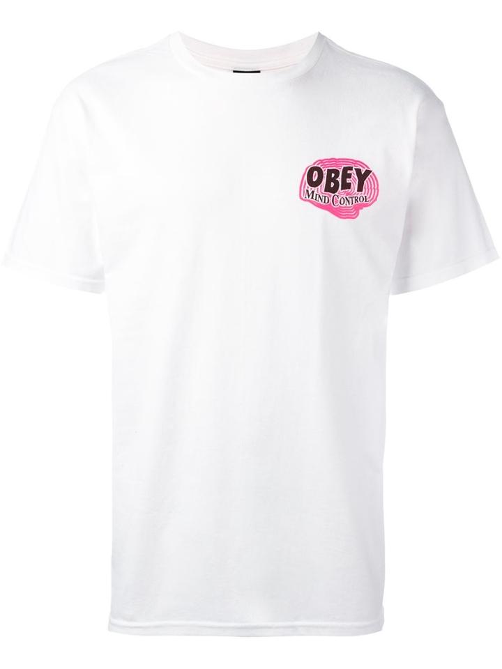 Obey 'mind Control' T-shirt, Men's, Size: Large, White, Cotton