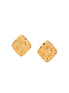 Chanel Vintage Diamond Cc Earrings - Metallic