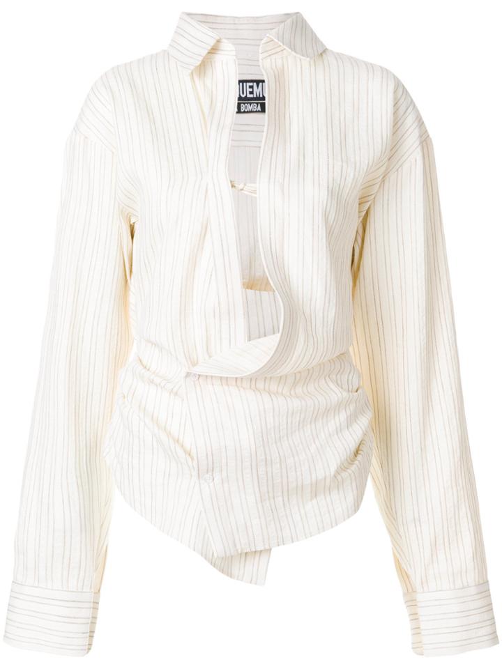Jacquemus Asymmetric Gather Blouse - Nude & Neutrals