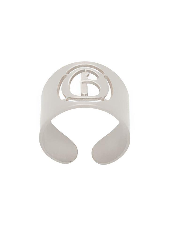 Mm6 Maison Margiela Logo Open Wide Ring - Silver