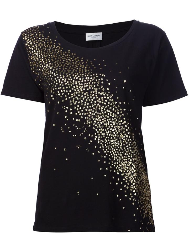 Saint Laurent Glitter Detail T-shirt - Black