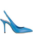Dolce & Gabbana Slingback Pumps, Women's, Size: 36.5, Blue, Leather