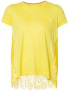 Sacai Floral Lace Tee, Women's, Size: 1, Yellow/orange, Linen/flax/polyester/cotton/nylon