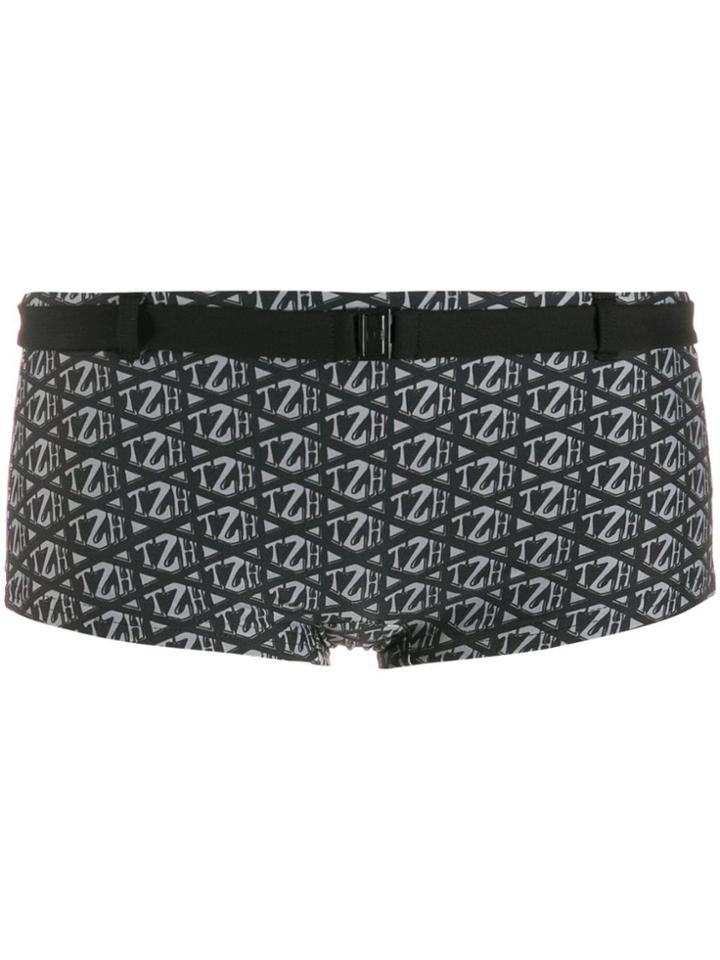 Tommy Hilfiger All Over Logo Print Bikini Bottom - Black