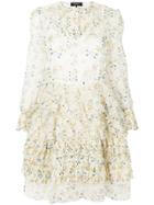 Rochas Dragonfly Print Frill Skirt Dress - Nude & Neutrals