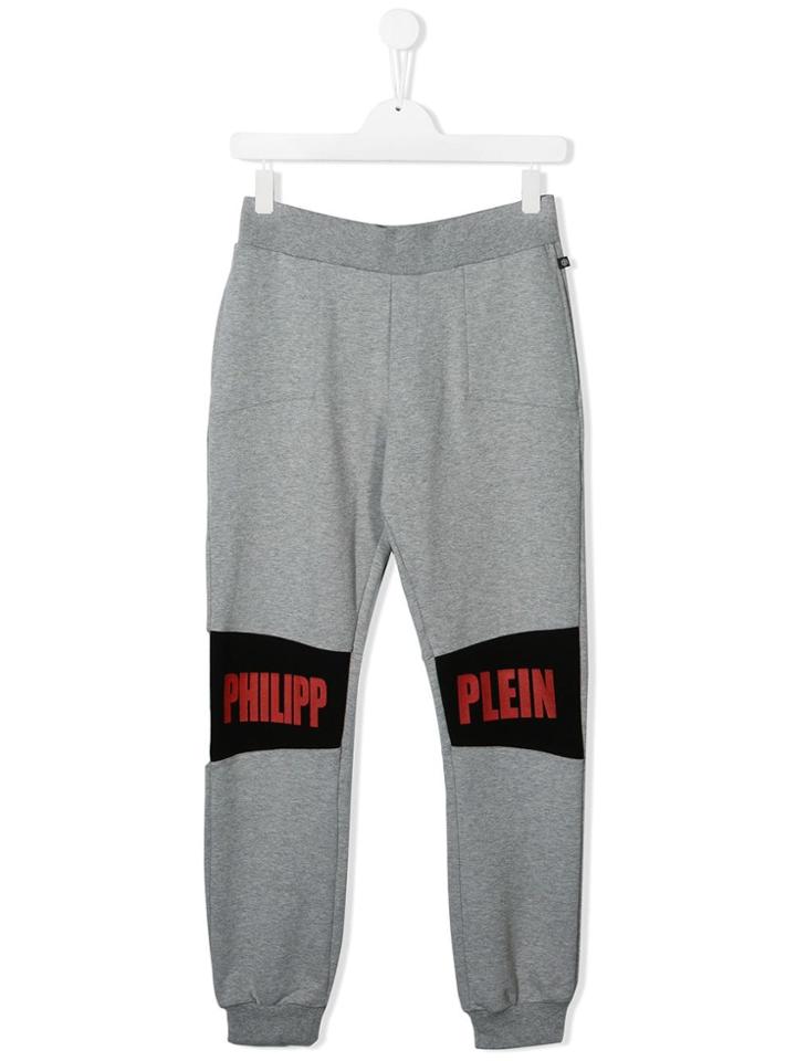 Philipp Plein Junior Teen Logo Patch Track Pants - Grey