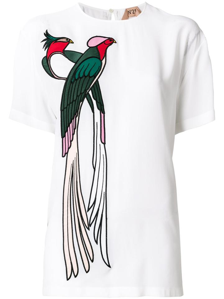 No21 Bird Appliqué Blouse - White