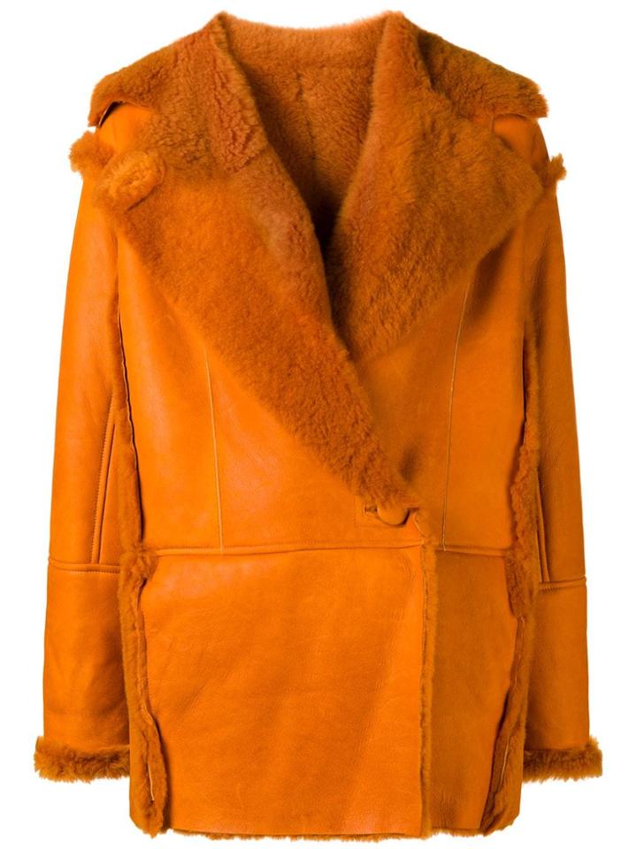 Drome Wide Lapel Long Coat - Yellow & Orange
