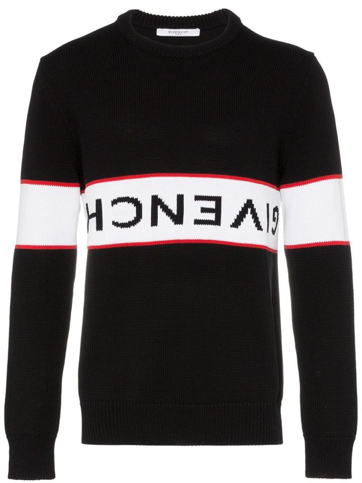 Givenchy Upside Down Logo Band Cotton Jumper - Black