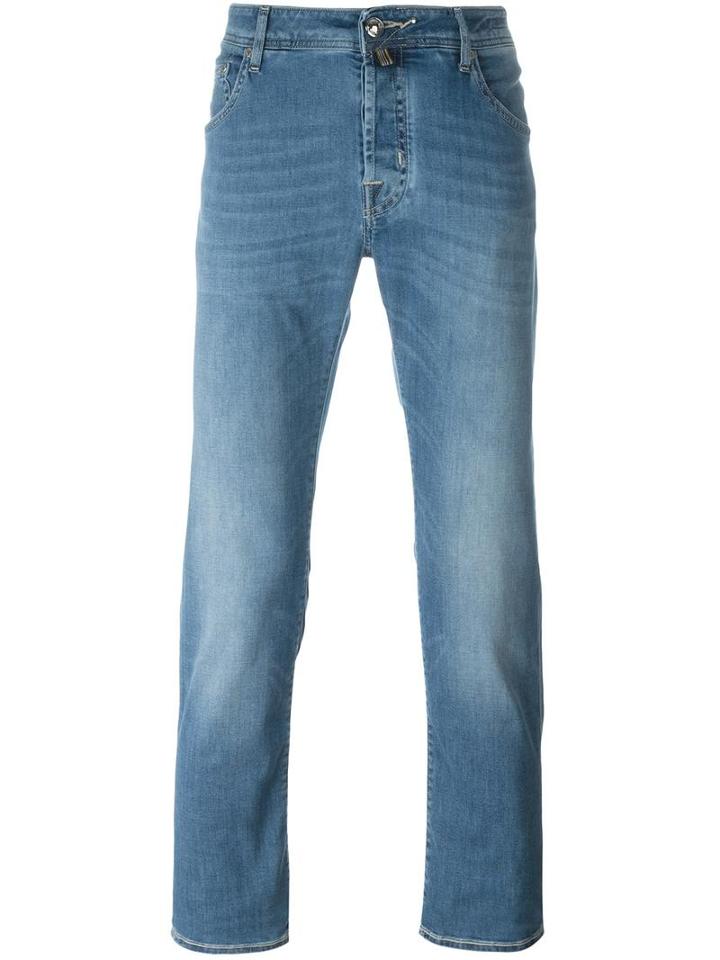 Stretch Fabric Straight Leg Jeans, Men's, Size: 32, Blue, Cotton/polyester/spandex/elastane, Jacob Cohen