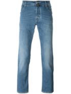 Stretch Fabric Straight Leg Jeans, Men's, Size: 32, Blue, Cotton/polyester/spandex/elastane, Jacob Cohen