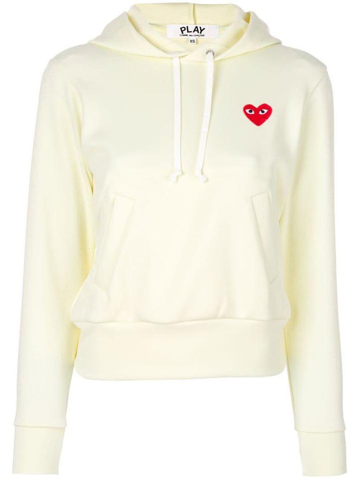 Comme Des Garçons Play Logo Patch Hoodie - White