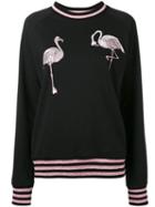 Giamba - Flamingo Embroidery Sweatshirt - Women - Cotton/polyester - 42, Black, Cotton/polyester