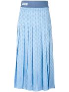 Fendi Geometric Print Pleated Skirt - Blue