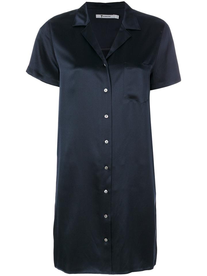 T By Alexander Wang Silk Shirt Dress - Blue