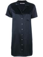 T By Alexander Wang Silk Shirt Dress - Blue