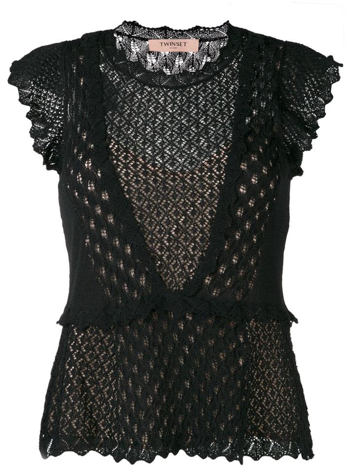 Twin-set Crochet Knit Top - Black