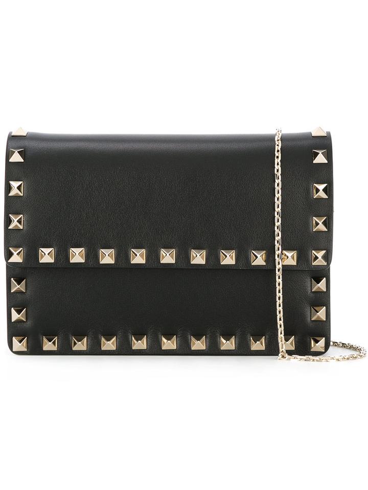 Valentino Rockstud Cross Body Wallet, Women's, Black, Calf Leather