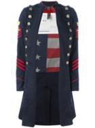 History Repeats Long Military Jacket, Women's, Size: 44, Blue, Cotton/spandex/elastane