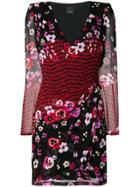 Pinko Floral Long-sleeve Fitted Dress - Black