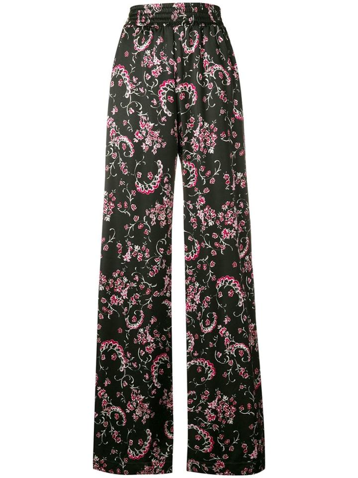Wandering Floral Wide-leg Trousers - Black