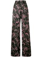 Wandering Floral Wide-leg Trousers - Black