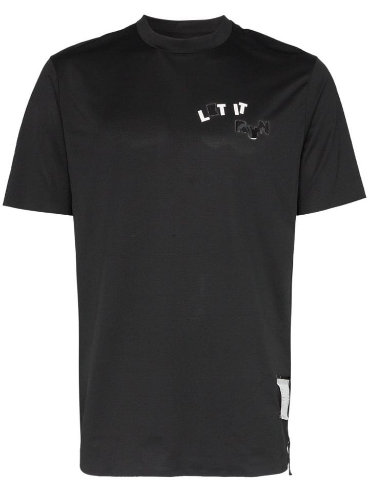 Satisfy Slogan Print T-shirt - Black