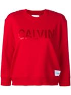 Calvin Klein Jeans Cropped Logo Print Sweatshirt - Red