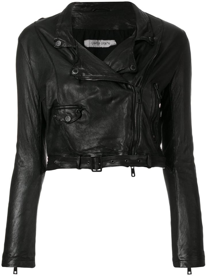 Giorgio Brato Cropped Leather Jacket - Black