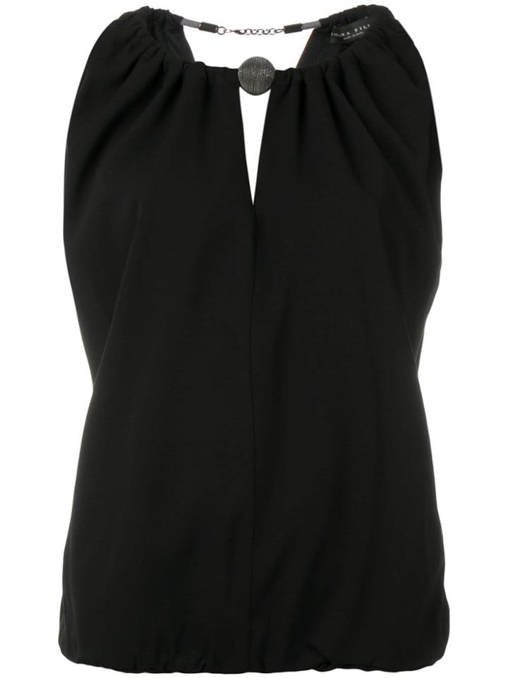 Fabiana Filippi Ruched Sleeveless Blouse - Black