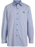 Burberry Contrast Stripe Poplin Shirt - Blue