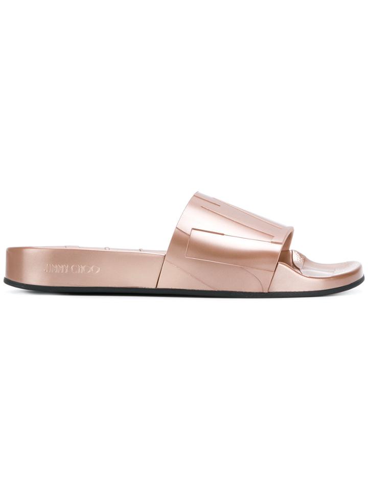 Jimmy Choo Patterned Slider Sandals - Pink & Purple