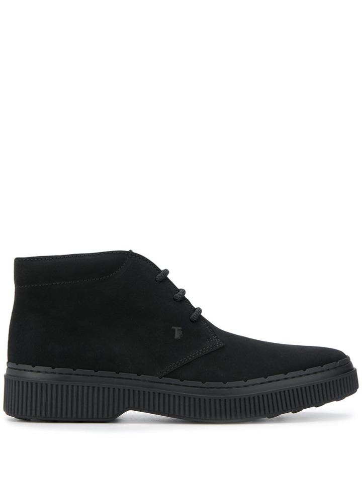 Tod's Rubber Sole Lace-up Ankle Boots - Black