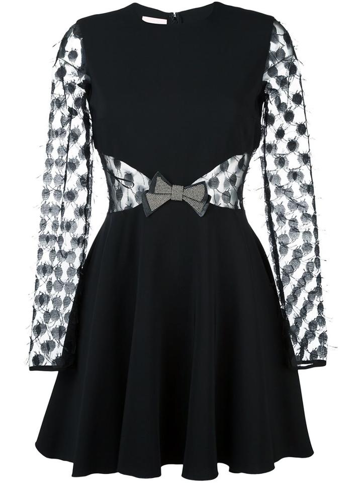 Giamba Sheer Longsleeved Bow Dress