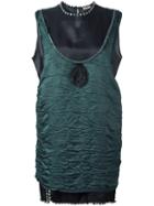 No21 Crystal Trim Crinkled Dress, Women's, Size: 42, Green, Viscose