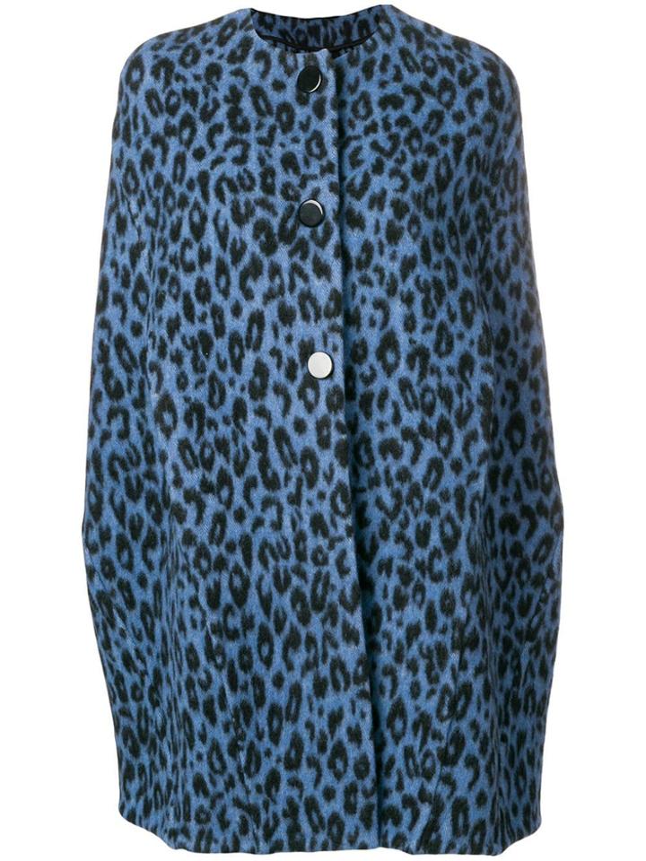 Ermanno Scervino Leopard Print Cape - Blue