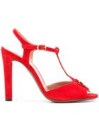 L'autre Chose Circular Logo Plaque Sandals - Red
