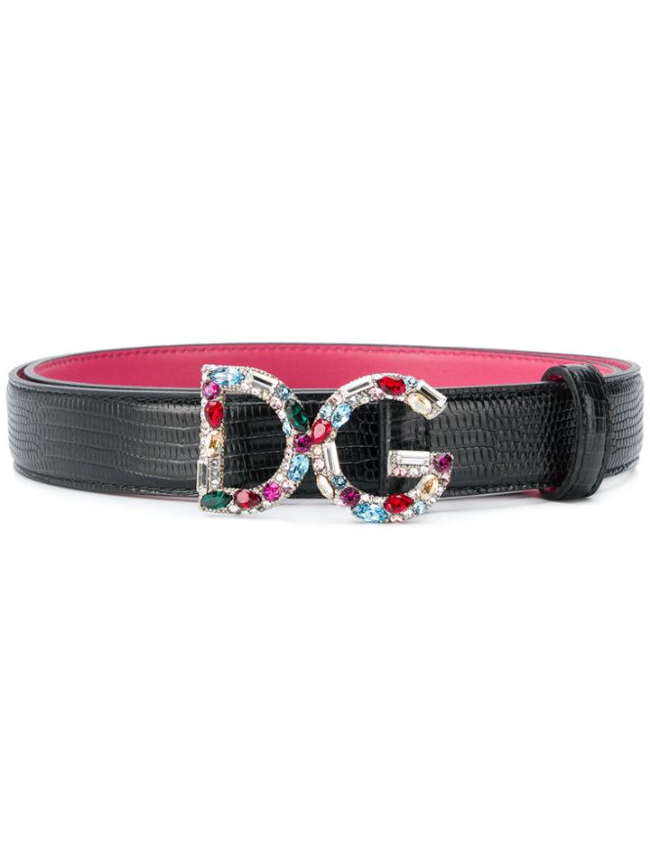 Dolce & Gabbana Bejewelled Buckle Belt - Black