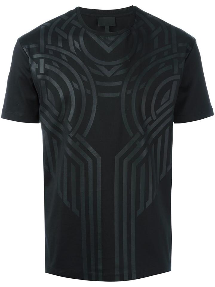 Les Hommes Jacquard T-shirt, Men's, Size: Medium, Black, Cotton