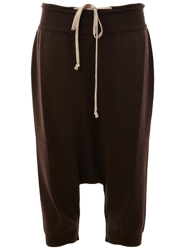 Rick Owens Drop-crotch Cropped Trousers, Men's, Size: Xs, Brown, Virgin Wool