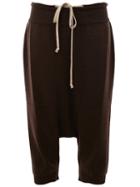 Rick Owens Drop-crotch Cropped Trousers, Men's, Size: Xs, Brown, Virgin Wool