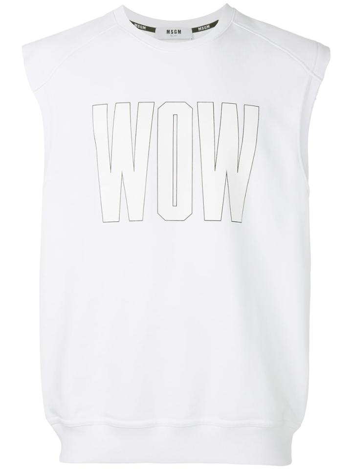 Msgm Wow Print Sleeveless Sweatshirt - White